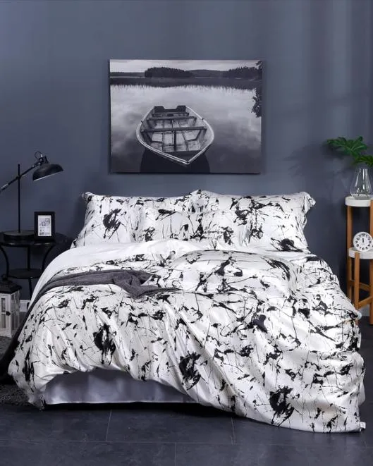 19 Momme Marbling Print Silk Duvet Cover Home Lilysilk Silk Bedding Sets