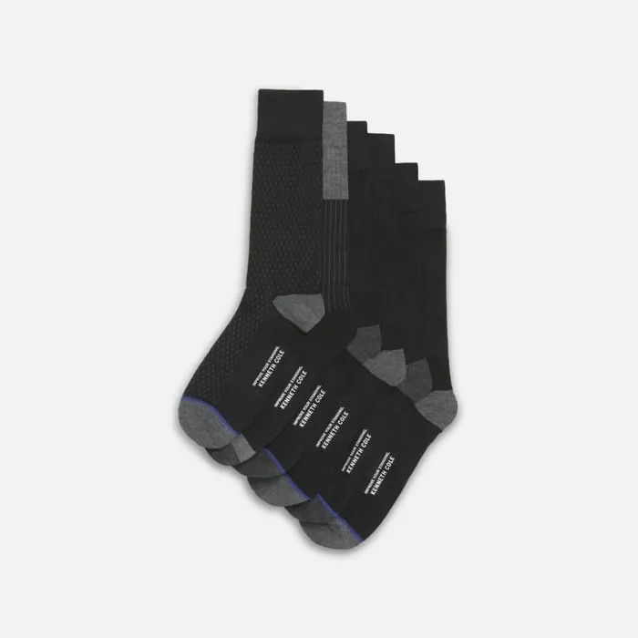 6Pack Stripe Socks Black Men Kenneth Cole Socks Underwear Loungewear