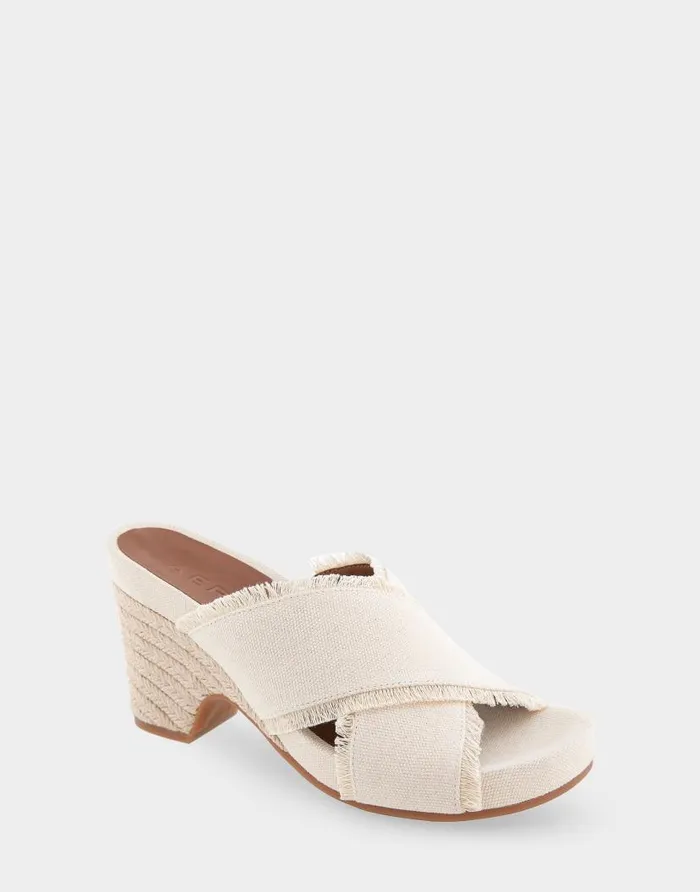 Aerosoles Comfortable Women039s Crisscross Footbed Wedge Sandal In Cream Canvas Fabric Canvas Fabric Cream Canvas Fabric Women Dress