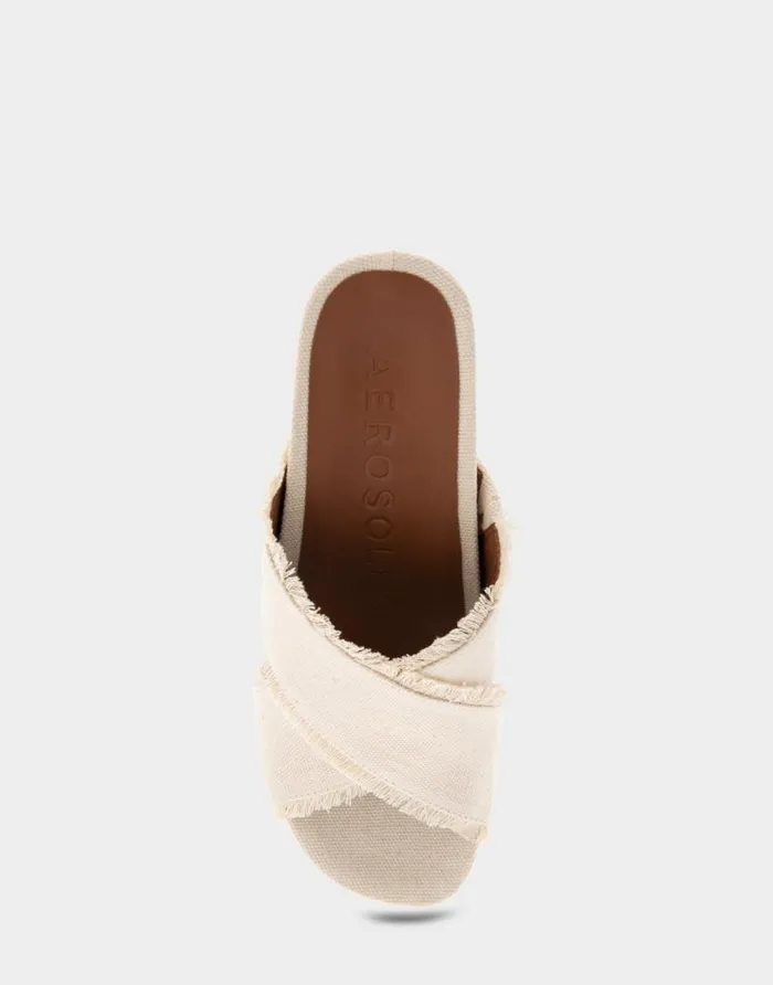 Aerosoles Comfortable Women039s Crisscross Footbed Wedge Sandal In Cream Canvas Fabric Canvas Fabric Cream Canvas Fabric Women Dress