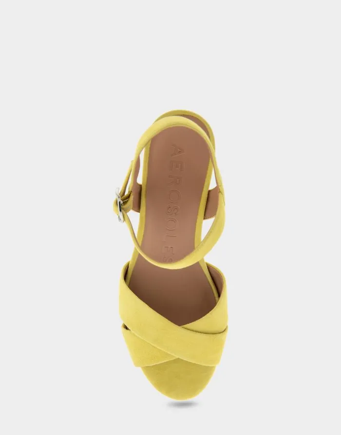 Aerosoles Comfortable Women039s Crisscross Platform Sandal In Green Sheen Suede Green Sheen Suede Women Platforms