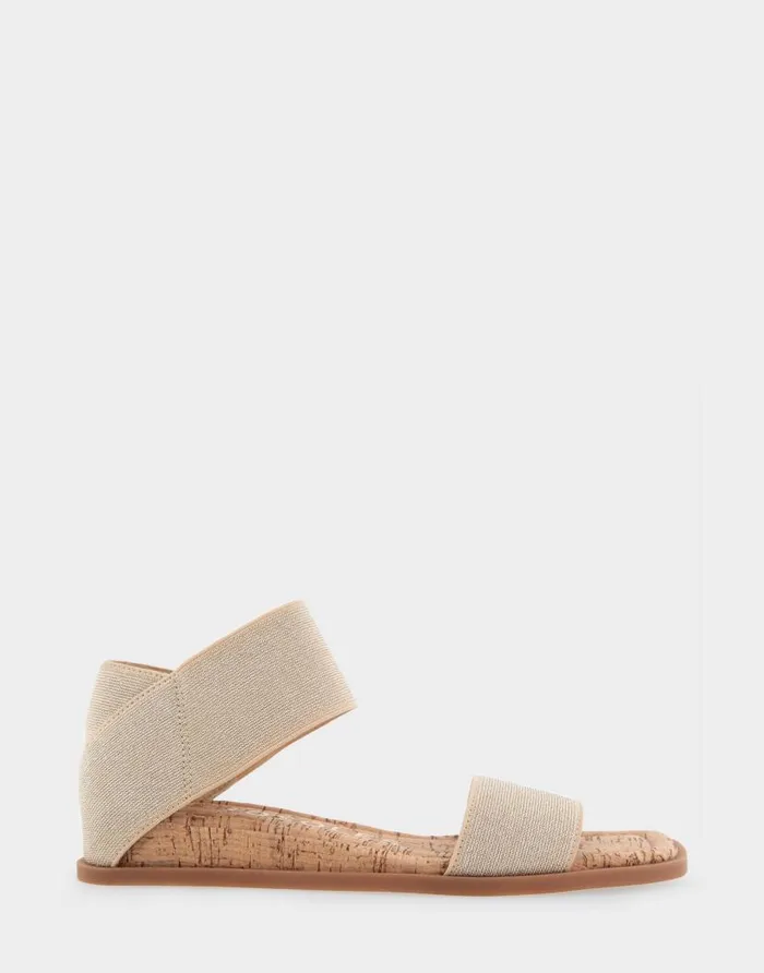 Aerosoles Comfortable Women039s Elastic Banded Mini Wedge Sandal In Soft Gold Elastic Fabric Soft Gold Women Clogs and Mules Aerosoles Comfortable Women039s Elastic Banded Mini Wedge Sandal In Soft Gold Elastic Fabric Soft Gold Women Clogs and Mules