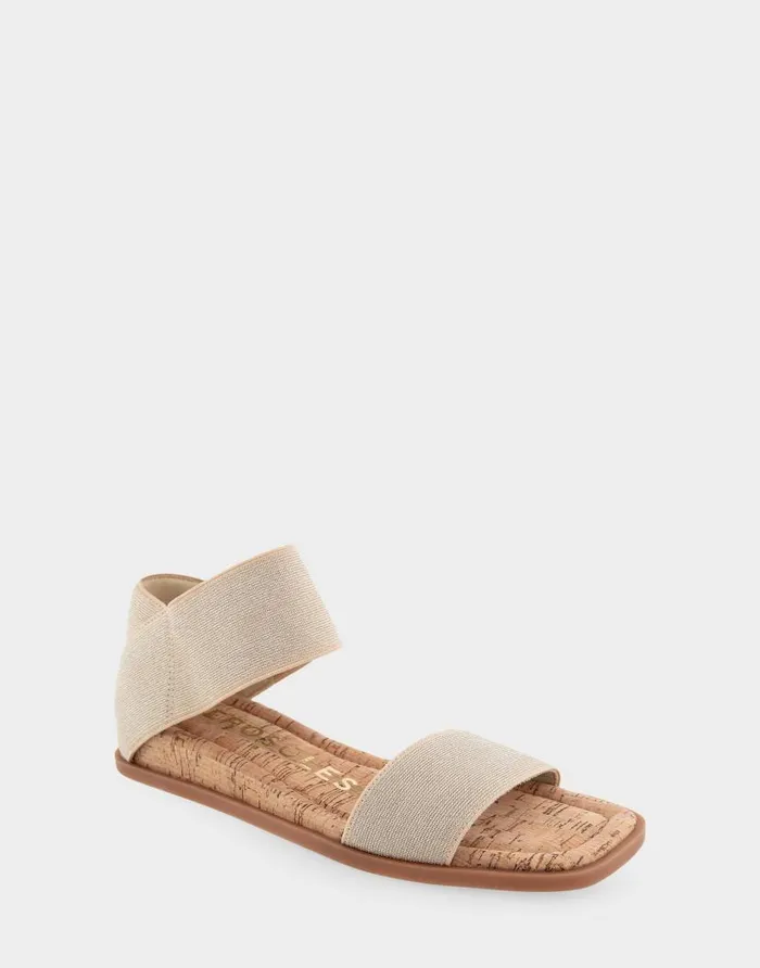 Aerosoles Comfortable Women039s Elastic Banded Mini Wedge Sandal In Soft Gold Elastic Fabric Soft Gold Women Clogs and Mules