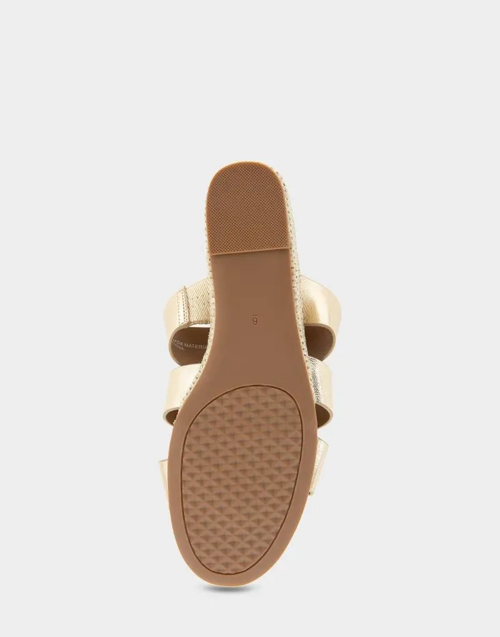 Aerosoles Comfortable Women039s Fisherman Mid Wedge Slide In Soft Gold Faux Leather Soft Gold Faux Leather Women Wide Width Sandals