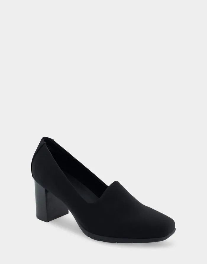 Aerosoles Comfortable Women039s Heeled Pump In Black Stretch Fabric Black Stretch Fabric Women Pumps