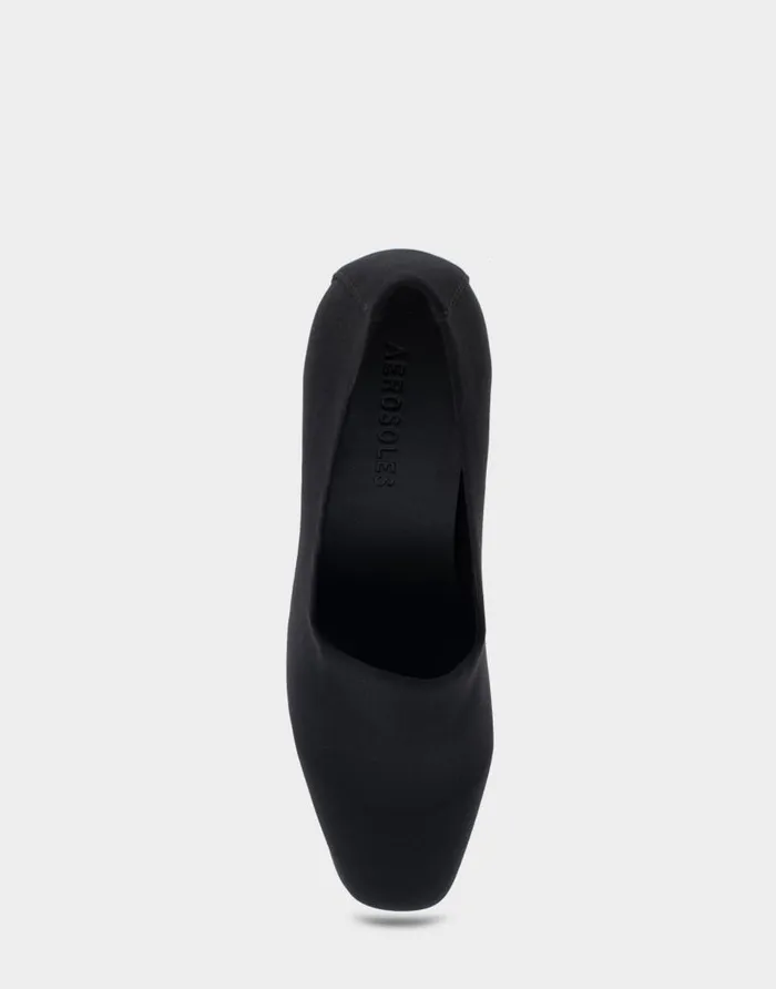 Aerosoles Comfortable Women039s Heeled Pump In Black Stretch Fabric Black Stretch Fabric Women Pumps