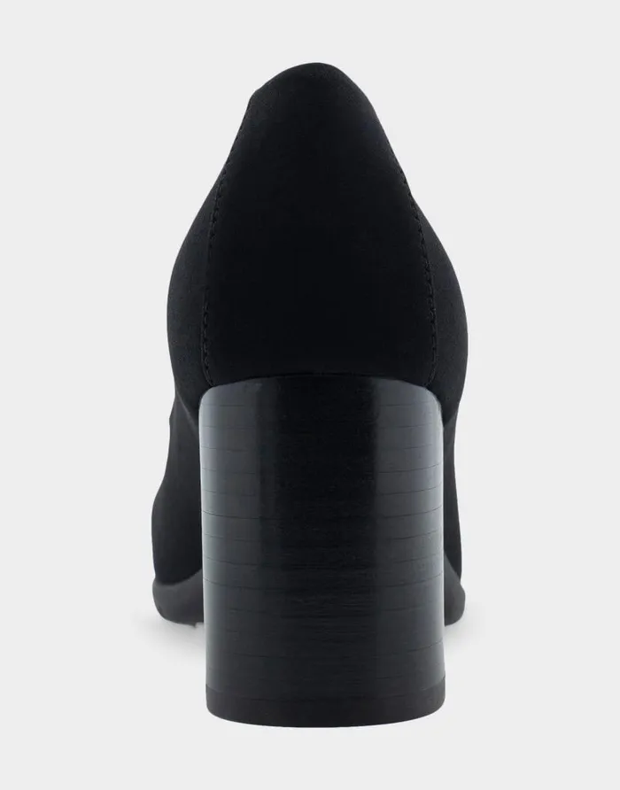 Aerosoles Comfortable Women039s Heeled Pump In Black Stretch Fabric Black Stretch Fabric Women Pumps