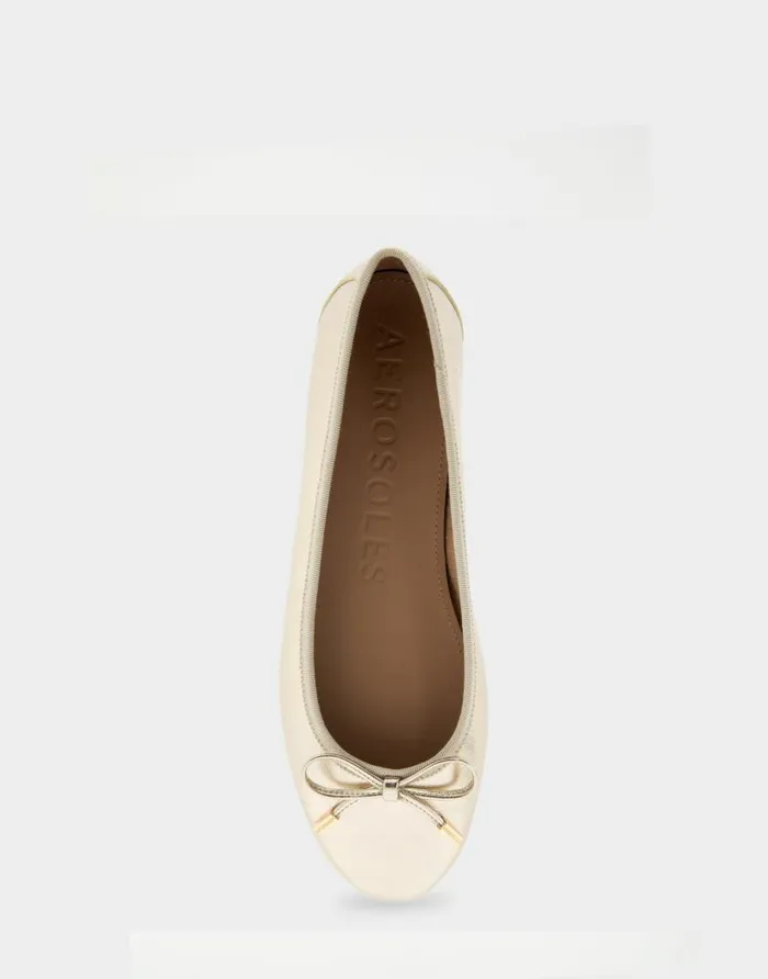 Aerosoles Comfortable Women039s Hidden Wedge Ballet Flat In Gold Genuine Leather Soft Gold Genuine Leather Women Dress