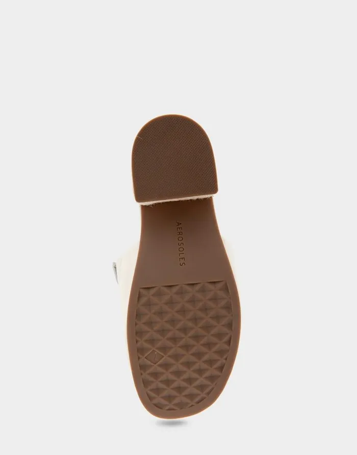 Aerosoles Comfortable Women039s Molded Footbed Low Block Heel Slide In Eggnog Leather Eggnog Leather Women Clogs and Mules