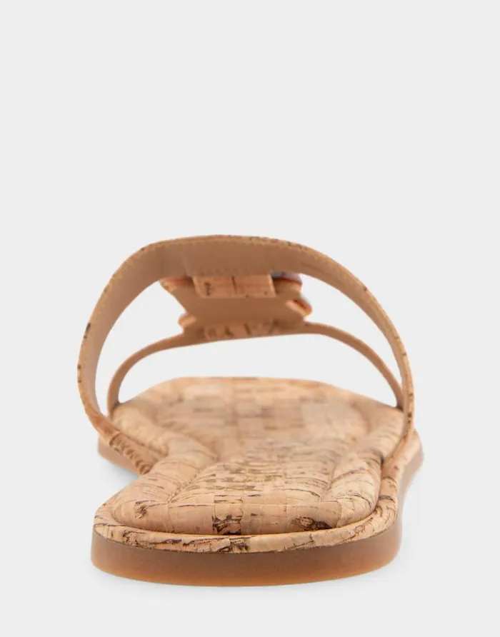 Aerosoles Comfortable Women039s Ornamented Tstrap Slide Sandal In Cork Cork Cork Women Flats