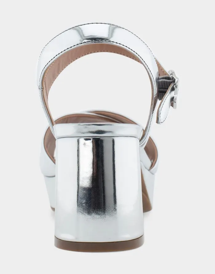 Aerosoles Comfortable Women039s Platform Sandal In Silver Faux Leather Silver Faux Leather Women Platforms