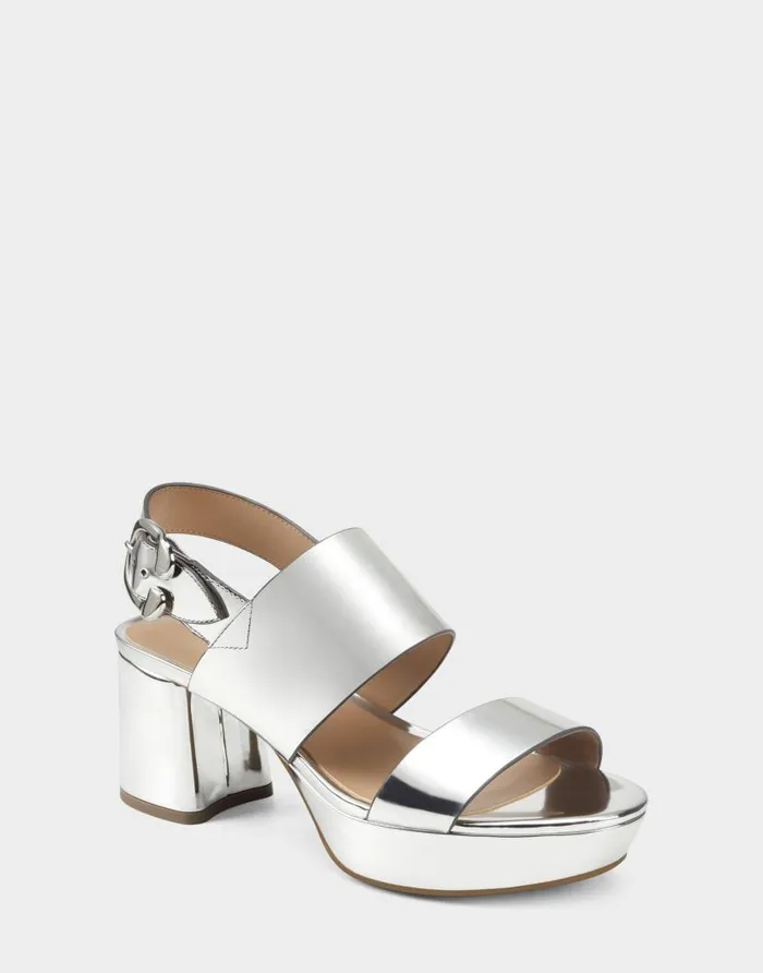 Aerosoles Comfortable Women039s Platform Sandal In Silver Metallic Faux Leather Silver Metallic Women Dress