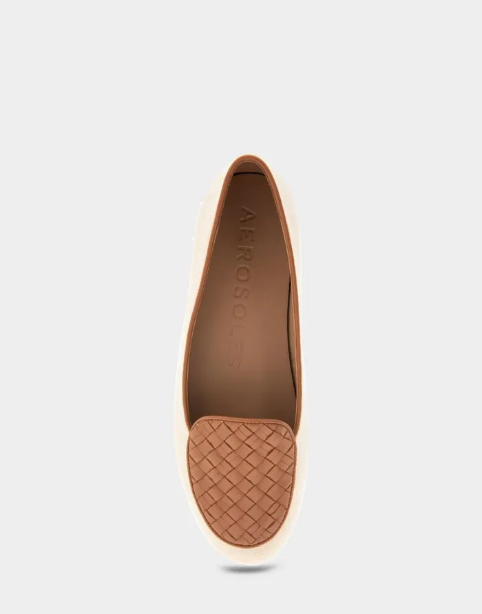 Aerosoles Comfortable Women039s Woven Plug Loafer In Natural Canvas Fabric Faux Leather Natural Canvas Fabric Women Wide Width Flats