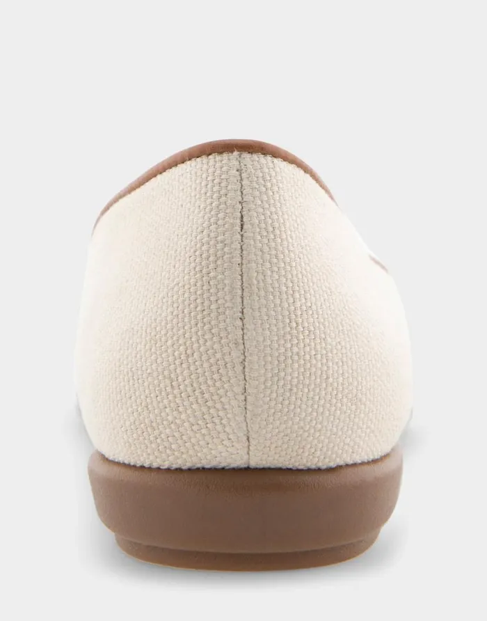 Aerosoles Comfortable Women039s Woven Plug Loafer In Natural Canvas Fabric Faux Leather Natural Canvas Fabric Women Wide Width Flats