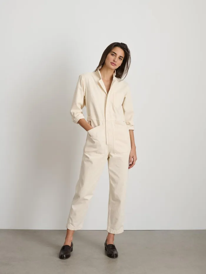 Alex Mill Jumpsuits Women Standard Zip Jumpsuit In Herringbone Ecru