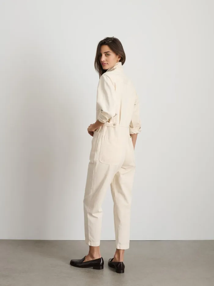 Alex Mill Jumpsuits Women Standard Zip Jumpsuit In Herringbone Ecru