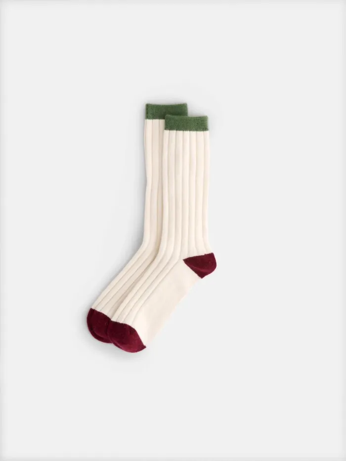 Alex Mill Men Cashmere Socks Ivoryburgundygreen