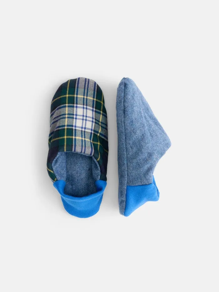 Alex Mill Pajamas Slippers Men Wool Plaid House Shoes Blue