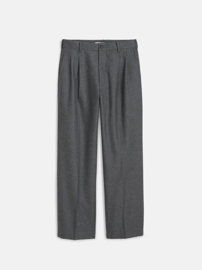 Alex Mill Pants Men Henry Pleated Trouser In Wool Flannel Charcoal