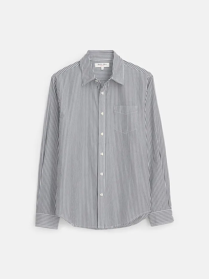 Alex Mill Shirts Men Mill Shirt In Striped Cotton Poplin Charcoalwhite