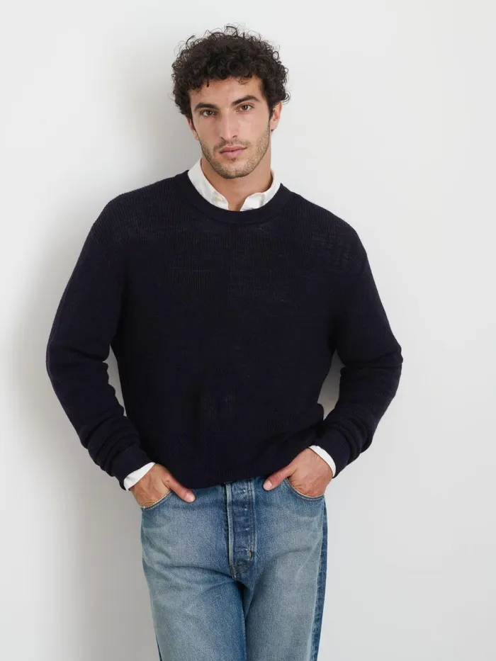 Alex Mill Sweaters Sweatshirts Men Hank Crewneck Sweater In Wool Dark Navy Alex Mill Sweaters Sweatshirts Men Hank Crewneck Sweater In Wool Dark Navy