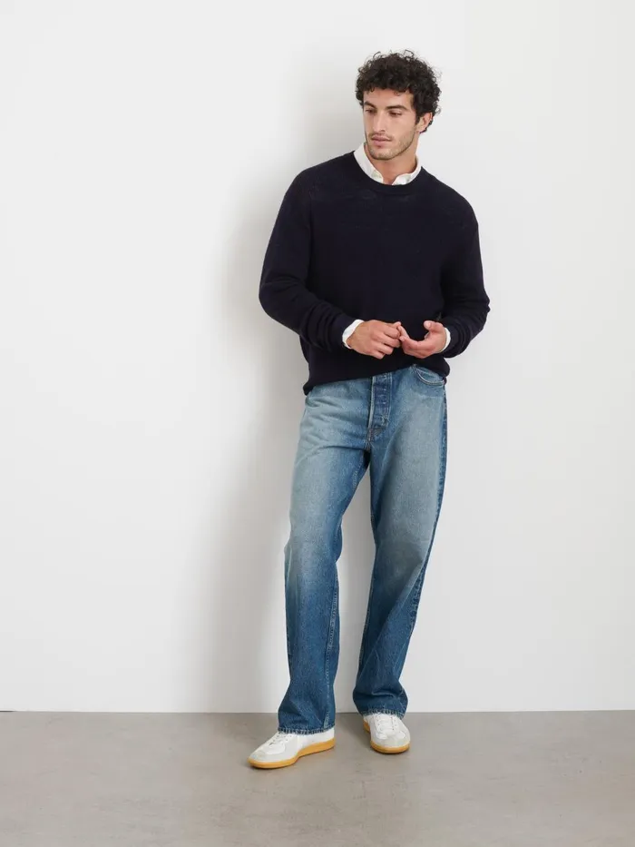 Alex Mill Sweaters Sweatshirts Men Hank Crewneck Sweater In Wool Dark Navy Alex Mill Sweaters Sweatshirts Men Hank Crewneck Sweater In Wool Dark Navy