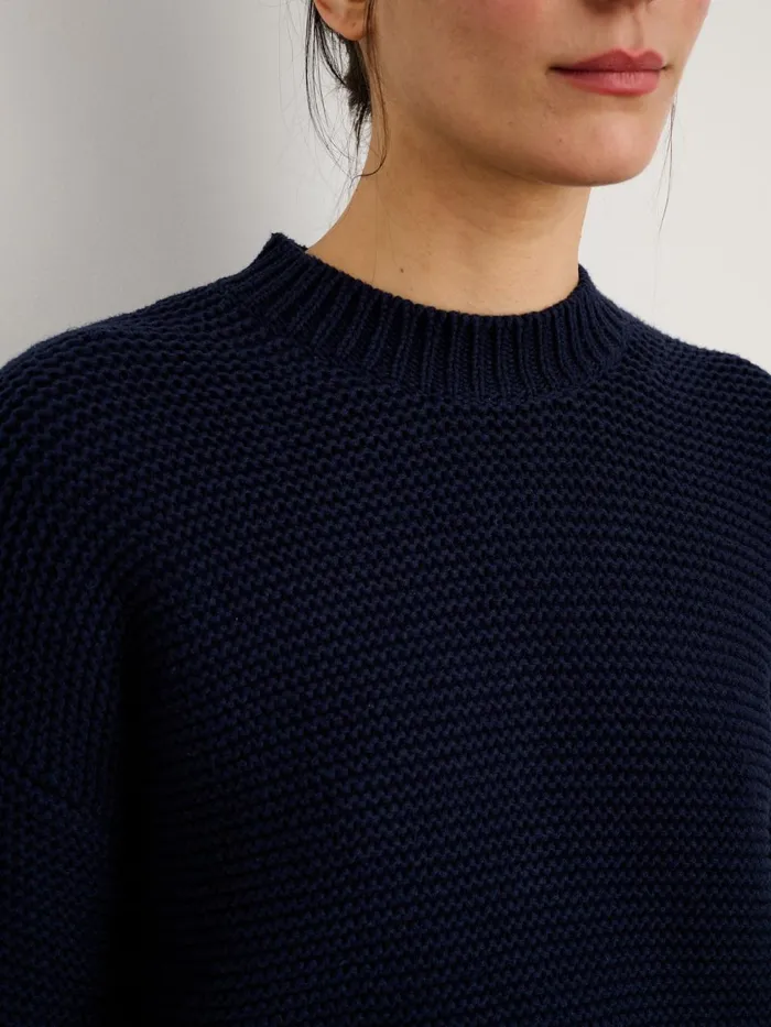Alex Mill Sweaters Women ButtonBack Crewneck Sweater Dark Navy