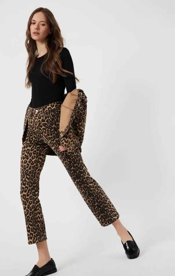 Anika Crop Flare In Leopard Denim Women Mavi Jeans Denim