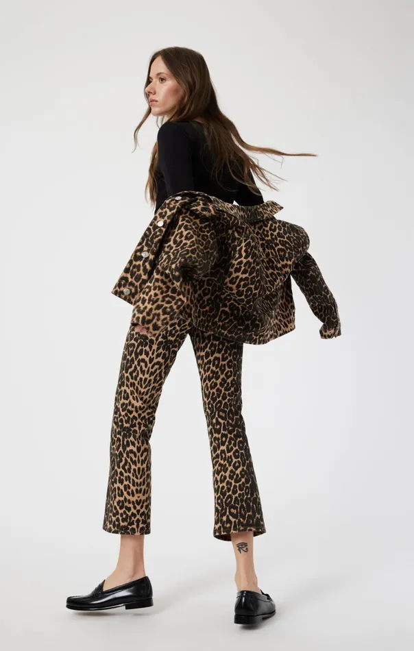 Anika Crop Flare In Leopard Denim Women Mavi Jeans Denim