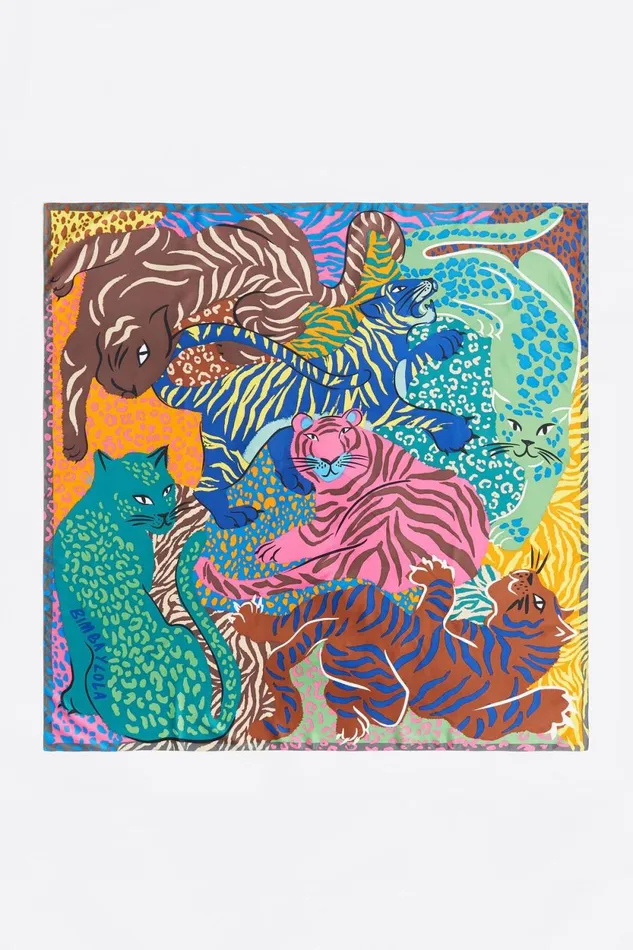 Aquamarine Leopard And Tiger Scarf Aquamarine Women Bimba Y Lola Scarves