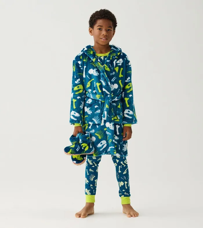 Baby Boys Dino Fossils Fleece Robe Hatley