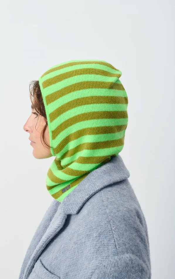 Balaclava Raxow Fluo Green Striped Chameleon Melange WomenMen American Vintage Beanies and Caps Balaclava Raxow Fluo Green Striped Chameleon Melange WomenMen American Vintage Beanies and Caps