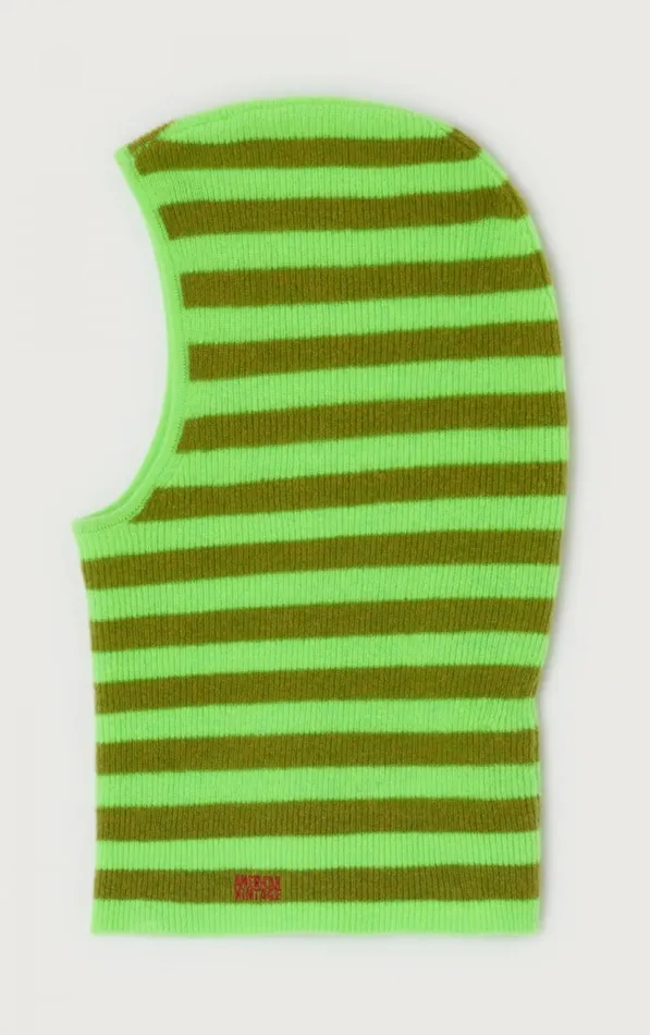 Balaclava Raxow Fluo Green Striped Chameleon Melange WomenMen American Vintage Beanies and Caps Balaclava Raxow Fluo Green Striped Chameleon Melange WomenMen American Vintage Beanies and Caps