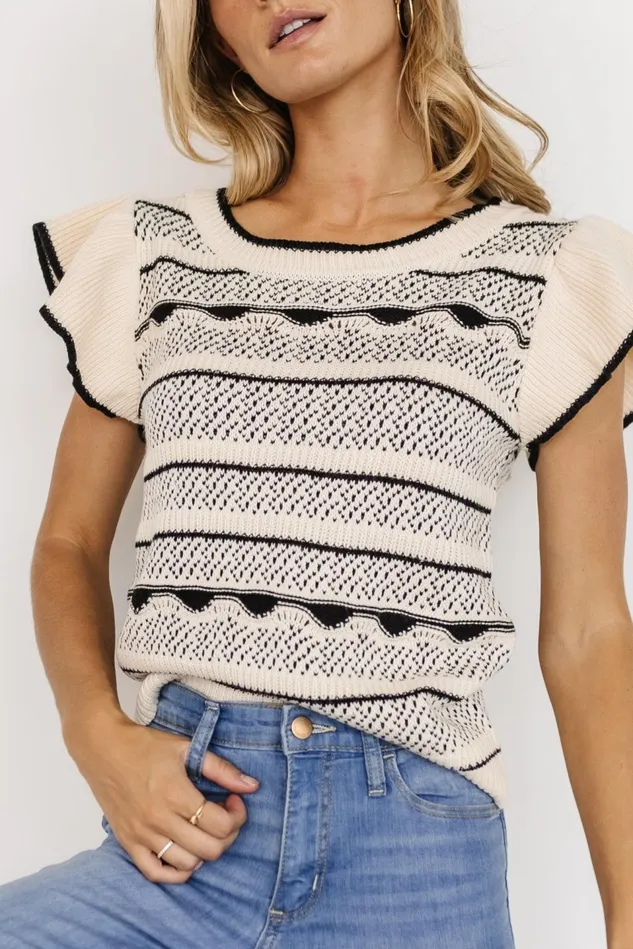 Baltic Born Blouses Shirts Women Herriman Knit Top Cream Black
