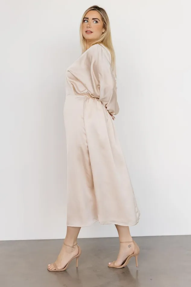Baltic Born Bridal Women Balta Satin Midi Dress Champagne Baltic Born Bridal Women Balta Satin Midi Dress Champagne