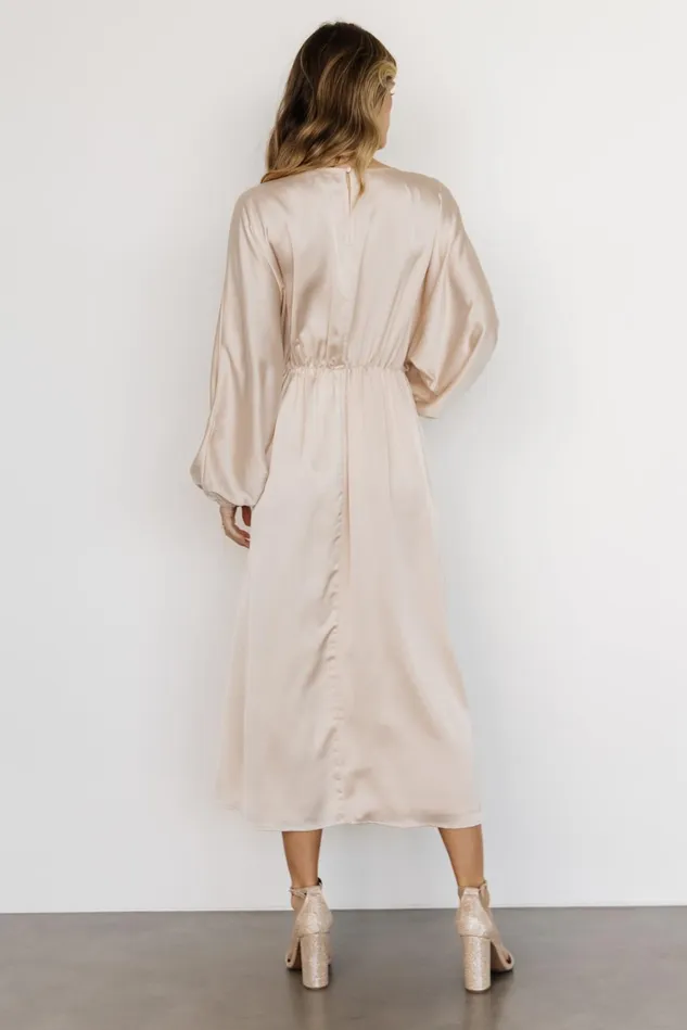 Baltic Born Bridal Women Balta Satin Midi Dress Champagne Baltic Born Bridal Women Balta Satin Midi Dress Champagne