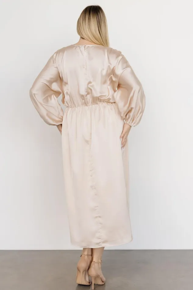 Baltic Born Bridal Women Balta Satin Midi Dress Champagne Baltic Born Bridal Women Balta Satin Midi Dress Champagne