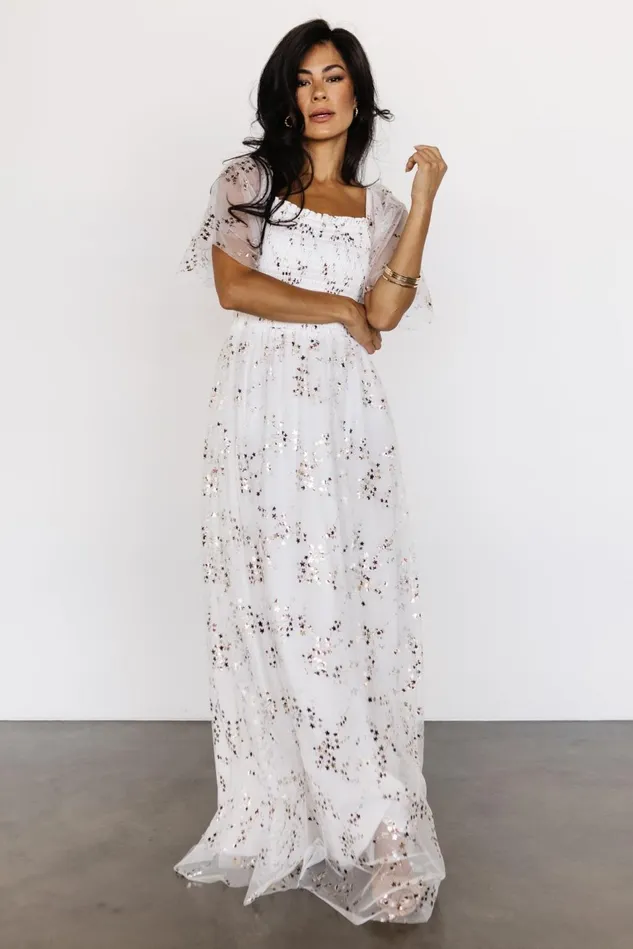 Baltic Born Bridal Women Cassandra Tulle Maxi Dress Metallic White Baltic Born Bridal Women Cassandra Tulle Maxi Dress Metallic White