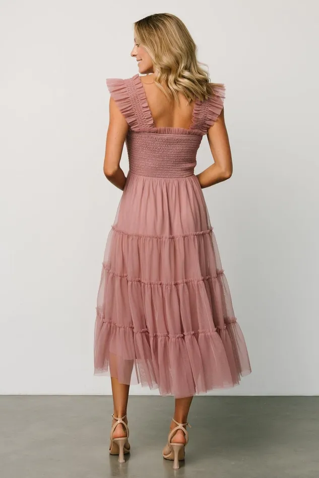 Baltic Born Bump Friendly Women Emma Smocked Tulle Dress Dusty Rose Baltic Born Bump Friendly Women Emma Smocked Tulle Dress Dusty Rose