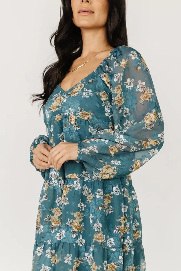 Baltic Born Bump Friendly Women Lombard Tiered Dress Blue Gold Baltic Born Bump Friendly Women Lombard Tiered Dress Blue Gold