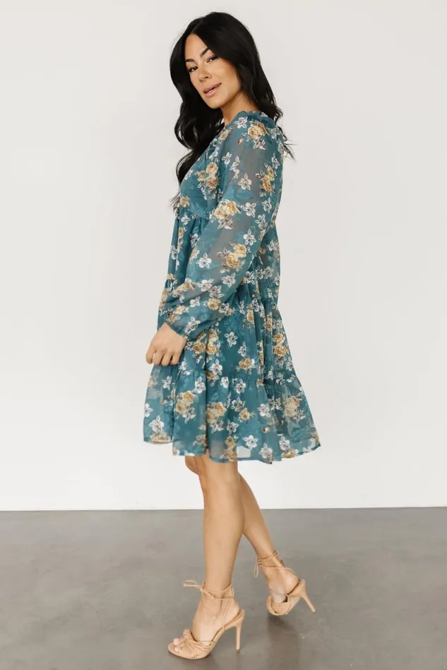 Baltic Born Bump Friendly Women Lombard Tiered Dress Blue Gold Baltic Born Bump Friendly Women Lombard Tiered Dress Blue Gold