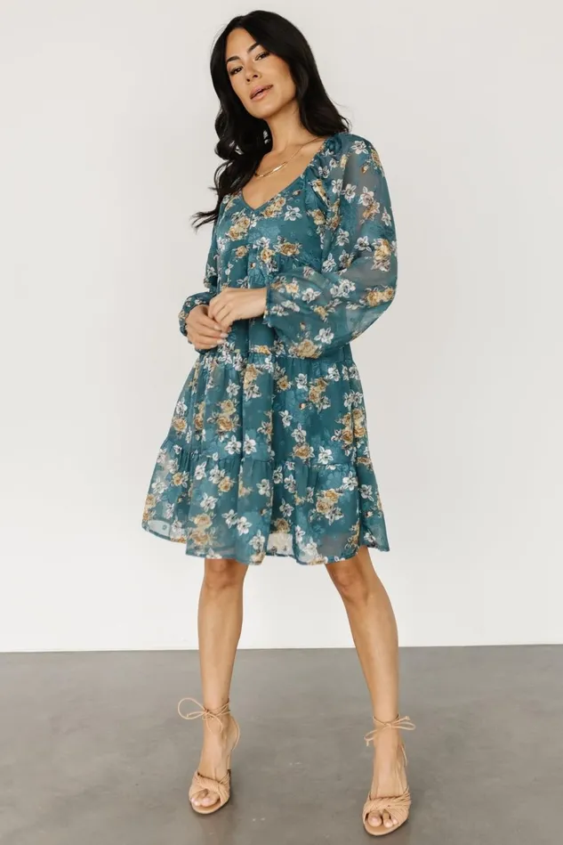 Baltic Born Bump Friendly Women Lombard Tiered Dress Blue Gold Baltic Born Bump Friendly Women Lombard Tiered Dress Blue Gold