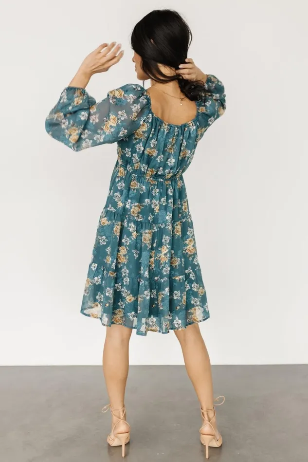 Baltic Born Bump Friendly Women Lombard Tiered Dress Blue Gold Baltic Born Bump Friendly Women Lombard Tiered Dress Blue Gold