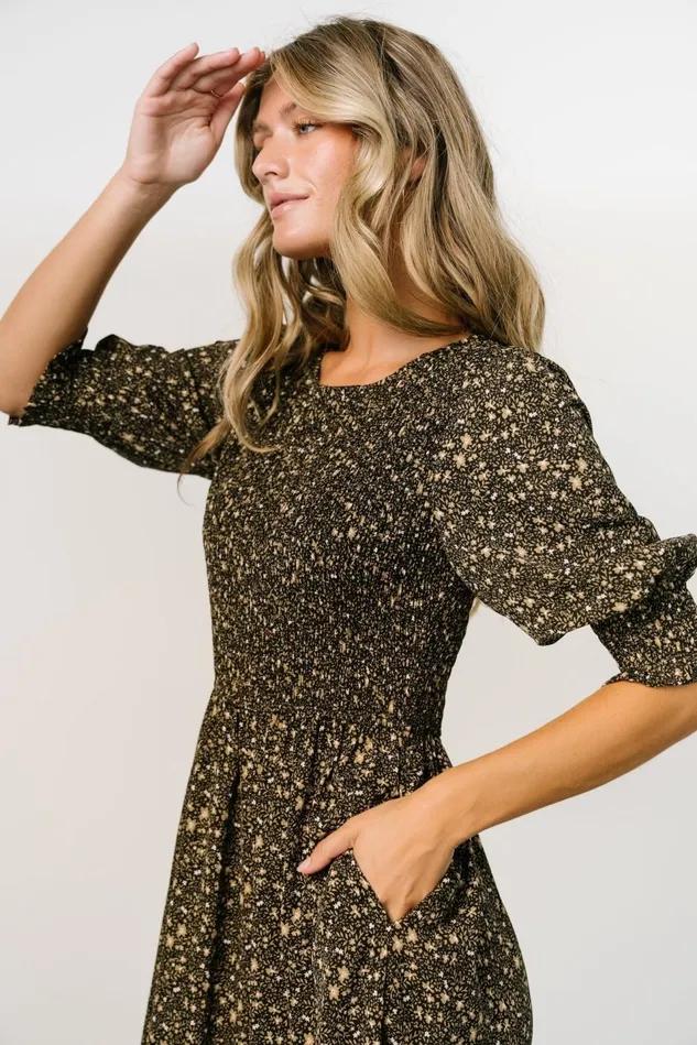 Baltic Born Bump Friendly Women Pele Tiered Midi Dress Black Floral Baltic Born Bump Friendly Women Pele Tiered Midi Dress Black Floral