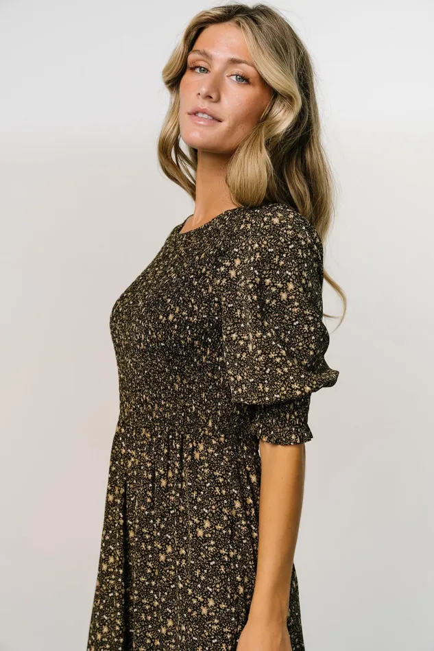 Baltic Born Bump Friendly Women Pele Tiered Midi Dress Black Floral Baltic Born Bump Friendly Women Pele Tiered Midi Dress Black Floral