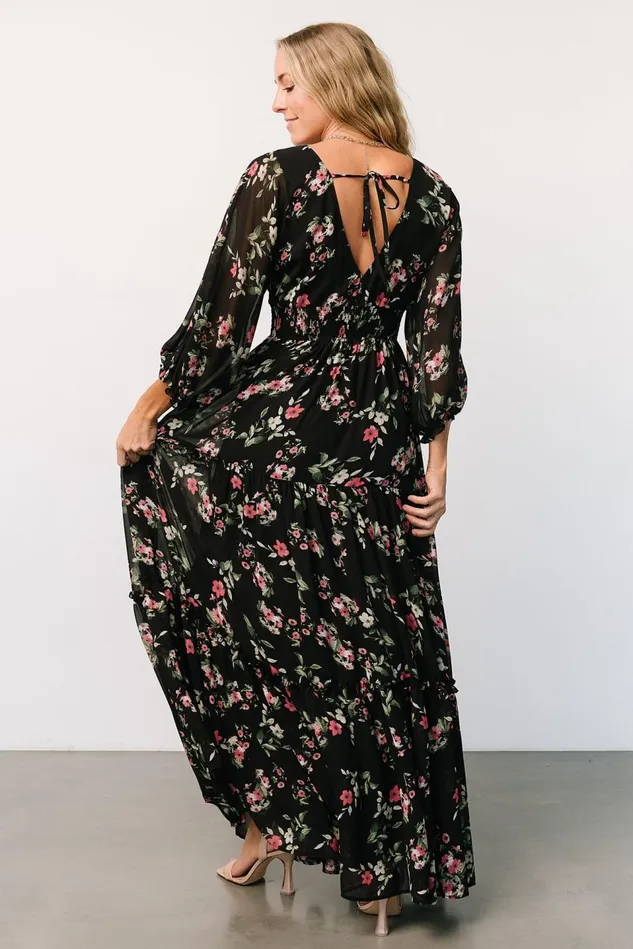 Baltic Born Bump Friendly Women Sawyer Tiered Maxi Dress Black Berry Baltic Born Bump Friendly Women Sawyer Tiered Maxi Dress Black Berry