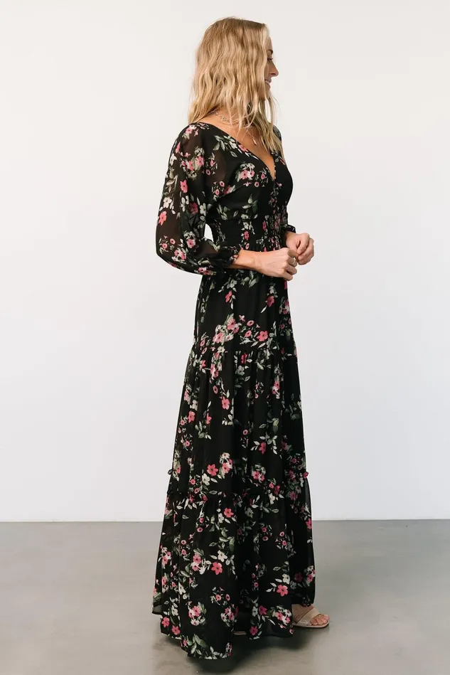 Baltic Born Bump Friendly Women Sawyer Tiered Maxi Dress Black Berry Baltic Born Bump Friendly Women Sawyer Tiered Maxi Dress Black Berry