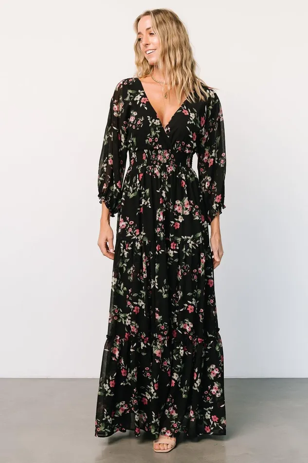 Baltic Born Bump Friendly Women Sawyer Tiered Maxi Dress Black Berry Baltic Born Bump Friendly Women Sawyer Tiered Maxi Dress Black Berry
