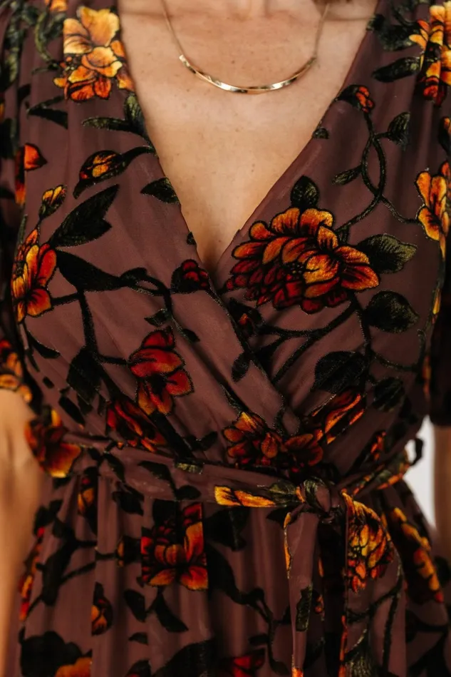 Baltic Born Bump Friendly Women Uma Velvet Maxi Dress Clove Amber Floral
