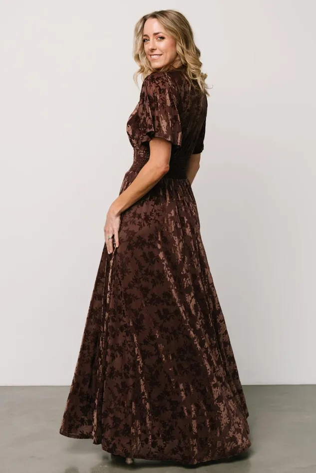 Baltic Born Bump Friendly Women Veronica Velvet Maxi Dress Espresso Baltic Born Bump Friendly Women Veronica Velvet Maxi Dress Espresso